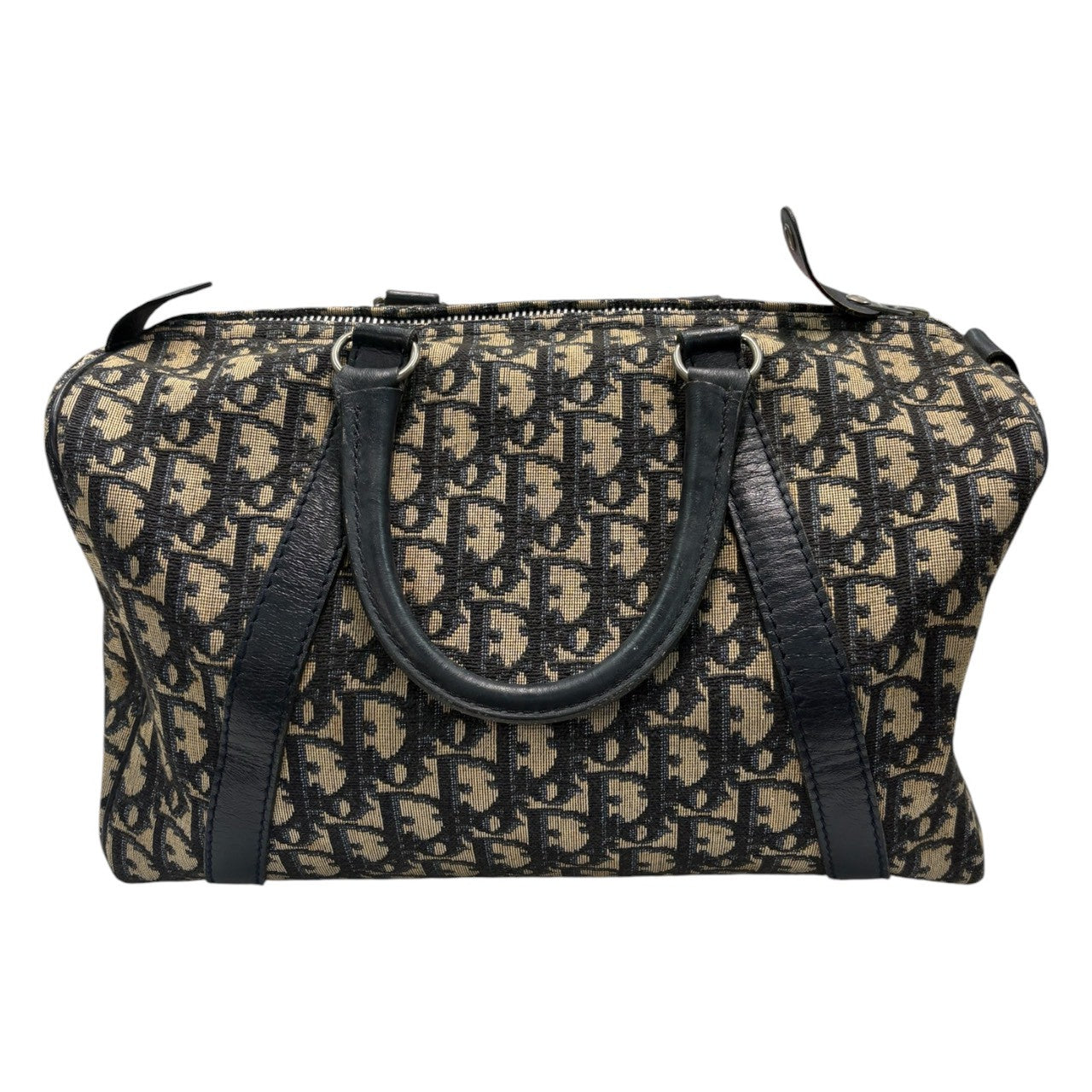 Dior ディオール ヴィンテージ トロッター ブラック シルバー金具 キャンバス / レザー ハンドバッグ ミニボストンバッグ レディース AB