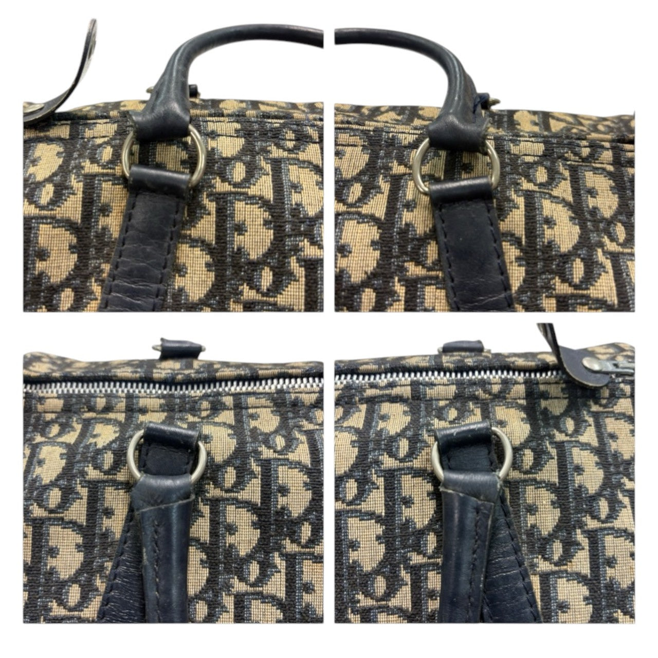 Dior ディオール ヴィンテージ トロッター ブラック シルバー金具 キャンバス / レザー ハンドバッグ ミニボストンバッグ レディース AB