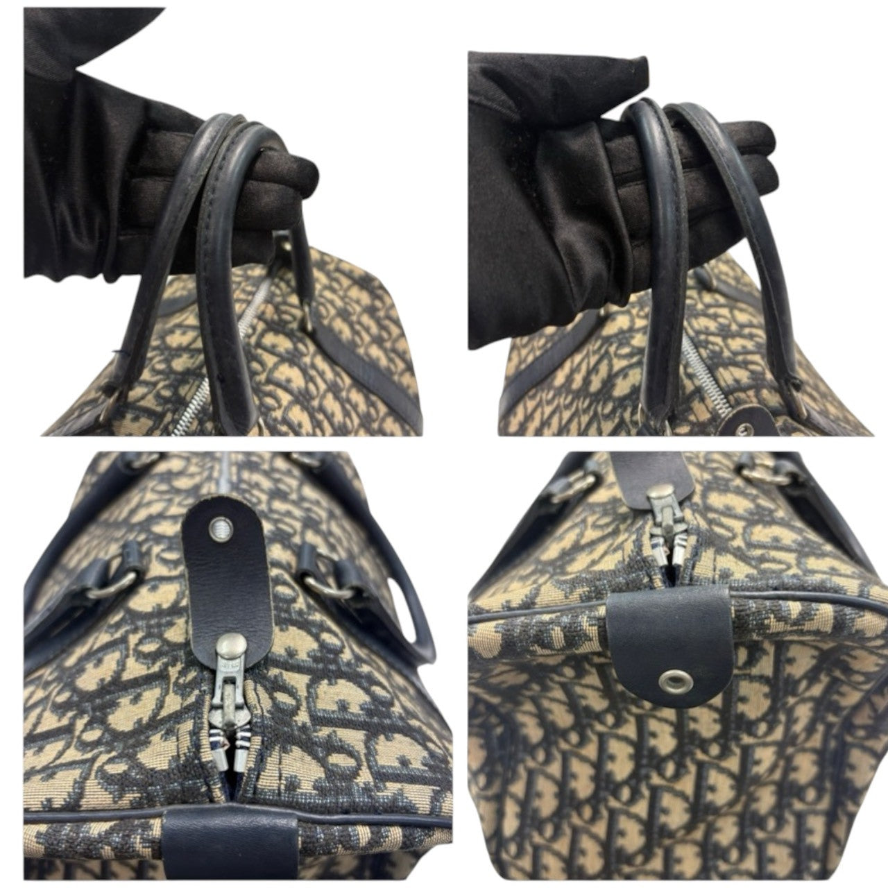Dior ディオール ヴィンテージ トロッター ブラック シルバー金具 キャンバス / レザー ハンドバッグ ミニボストンバッグ レディース AB