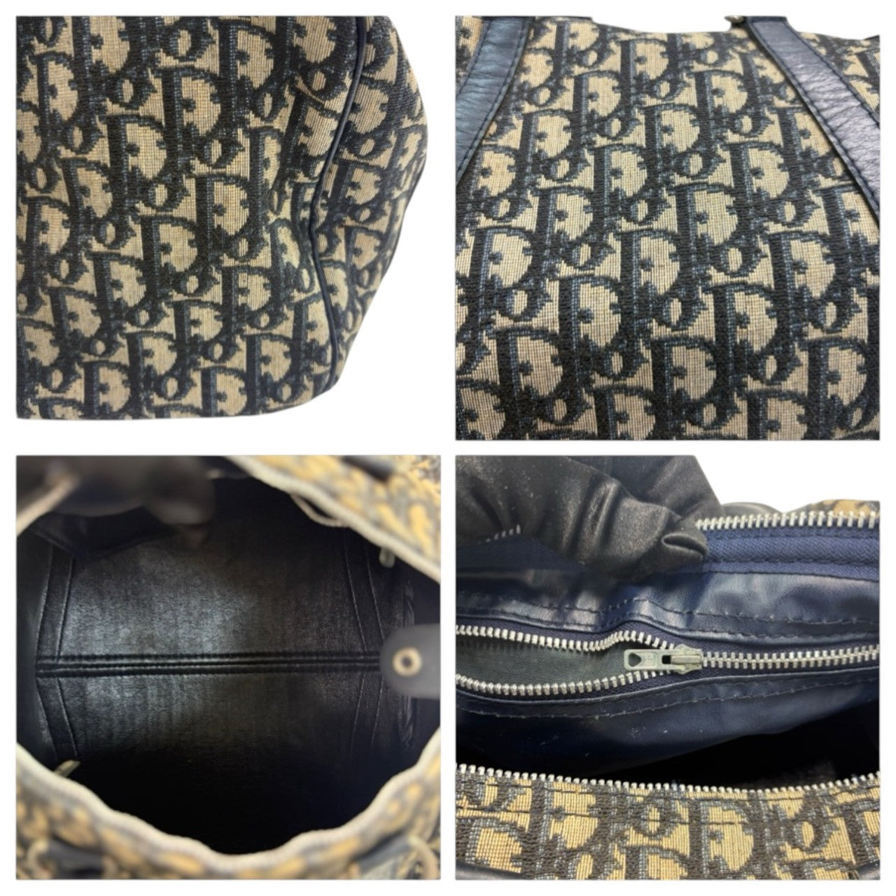 Dior ディオール ヴィンテージ トロッター ブラック シルバー金具 キャンバス / レザー ハンドバッグ ミニボストンバッグ レディース AB