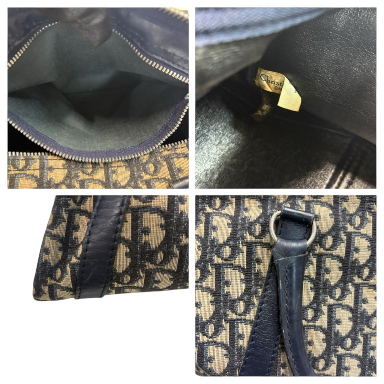 Dior ディオール ヴィンテージ トロッター ブラック シルバー金具 キャンバス / レザー ハンドバッグ ミニボストンバッグ レディース AB