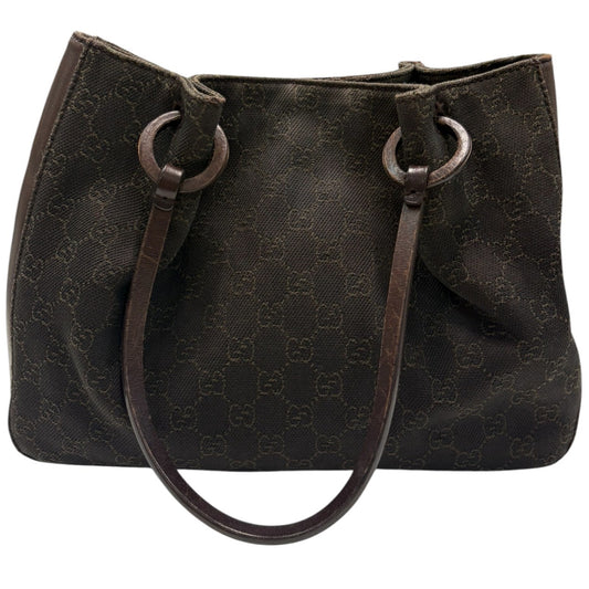 GUCCI グッチ ダークブラウン GGキャンバス / レザー 101919 ハンドバッグ レディース AB