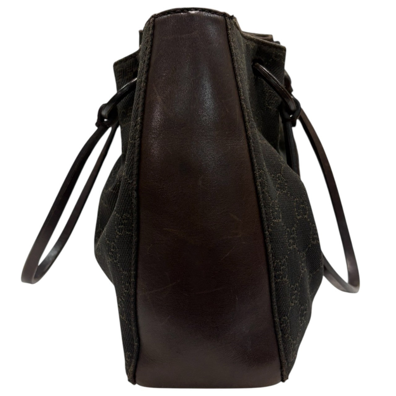 GUCCI Dark Brown GG Canvas / Leather 101919 Handbag Women's AB