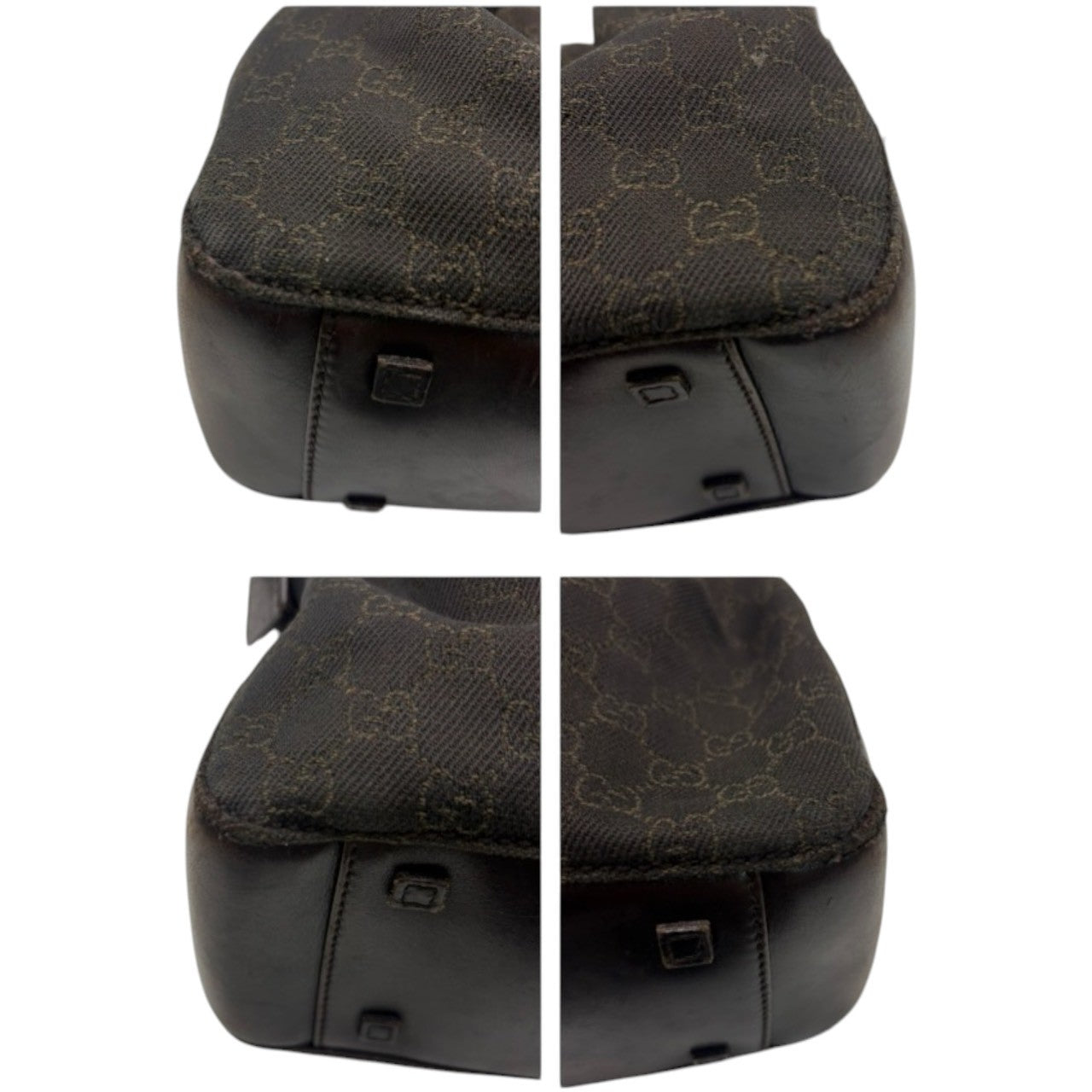 GUCCI Dark Brown GG Canvas / Leather 101919 Handbag Women's AB