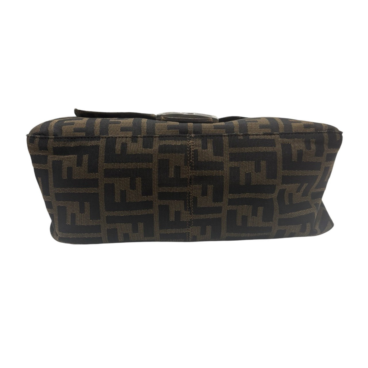 FENDI Zucca Mamma Bucket Brown Silver Hardware Canvas / Leather Shoulder Bag Ladies AB
