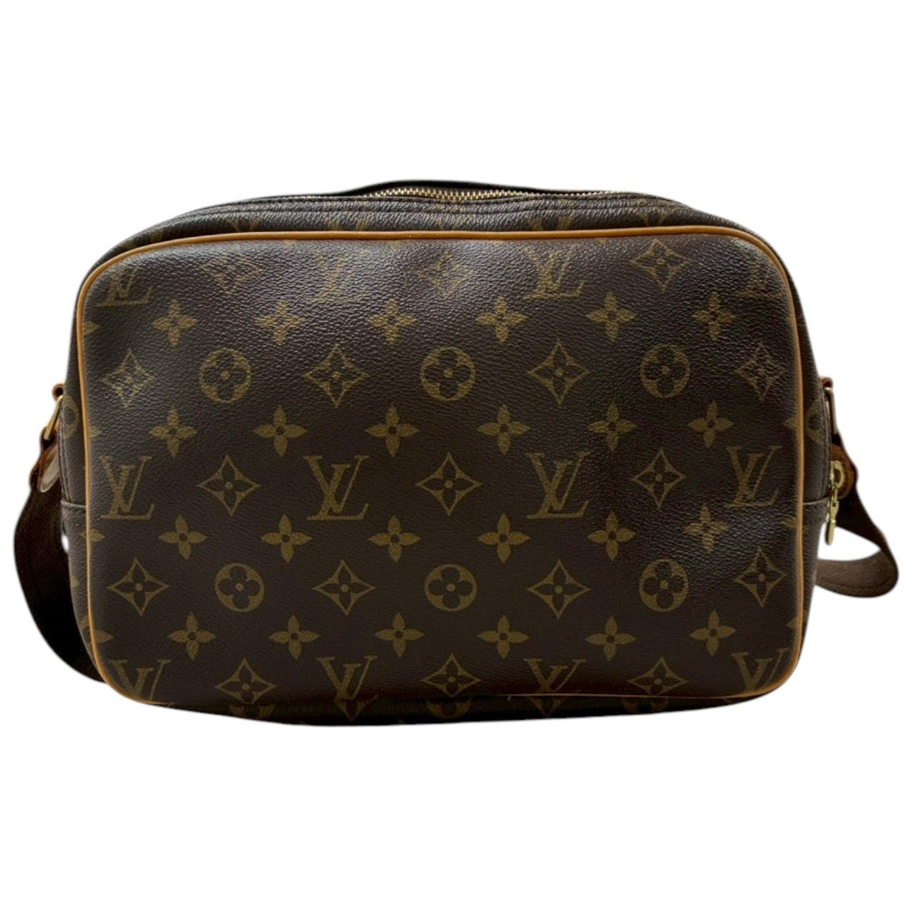 LOUIS VUITTON ルイヴィトン モノグラム リポーターPM ブラウン ゴールド金具 PVC / レザー M45254 ショルダーバッグ レディース A