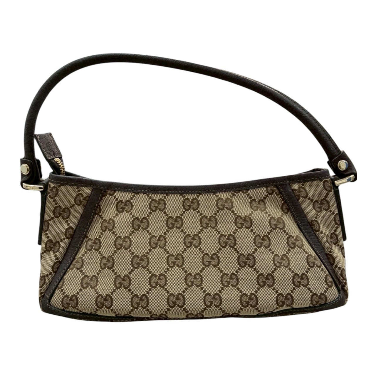 GUCCI Beige Gold Hardware GG Canvas / Leather 130939 Handbag Women's A