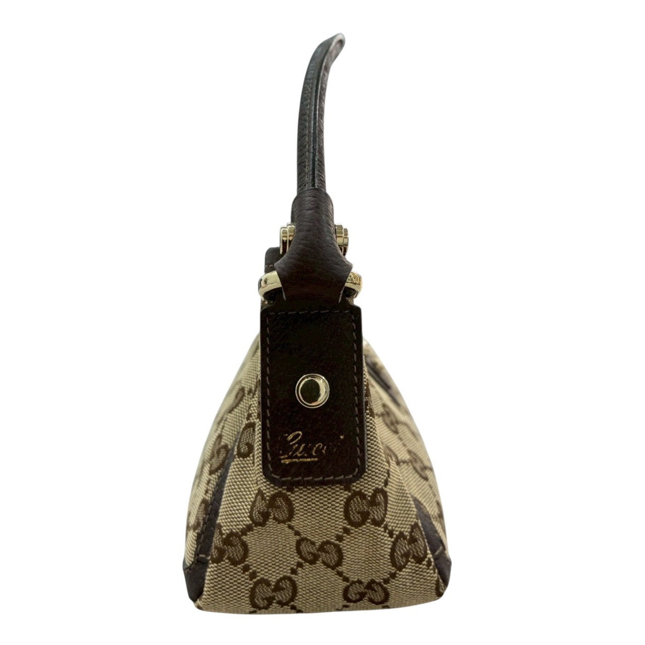 GUCCI Beige Gold Hardware GG Canvas / Leather 130939 Handbag Women's A
