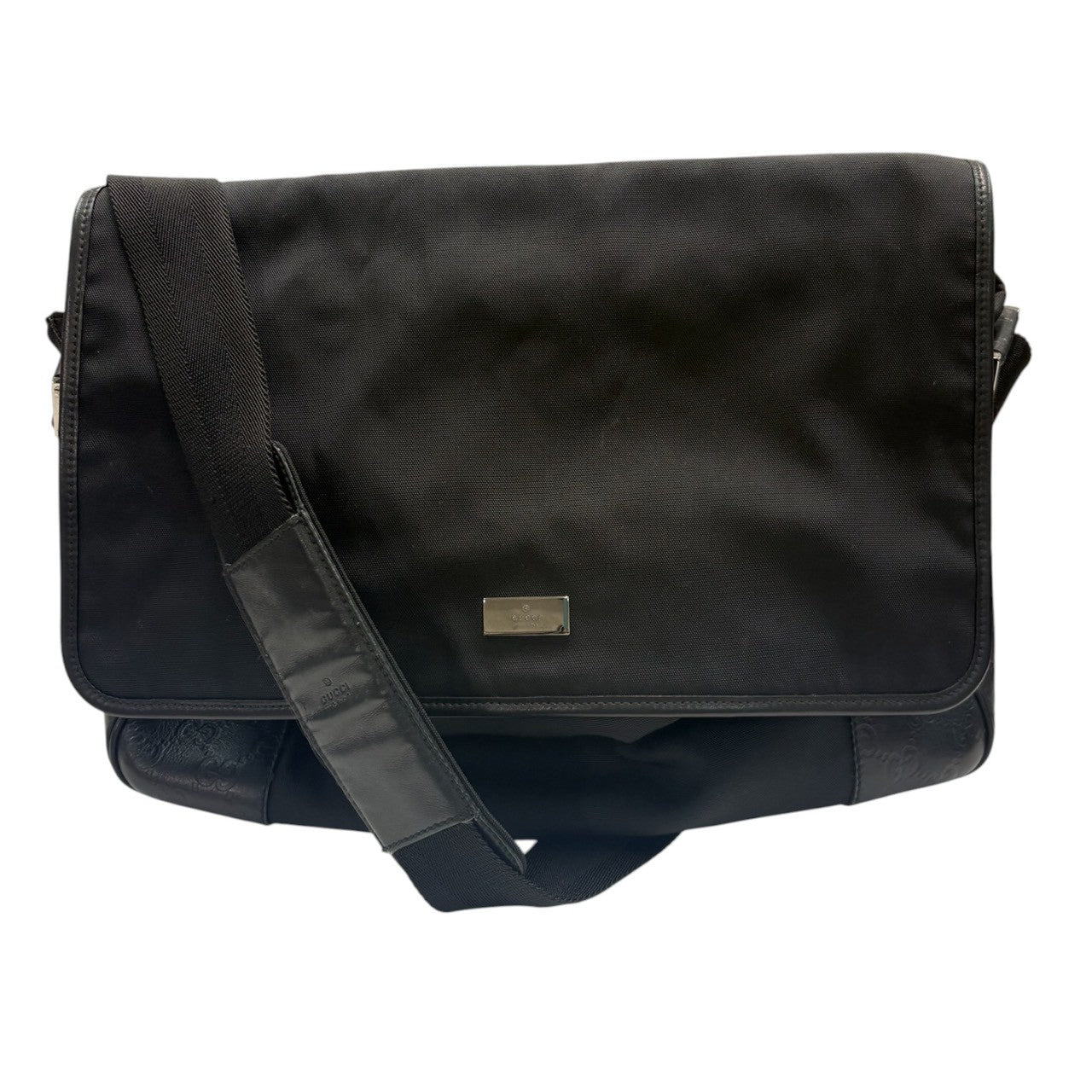 GUCCI グッチ GGエンボス ブラック シルバー金具 ナイロン / レザー 162419 ショルダーバッグ メンズ AB