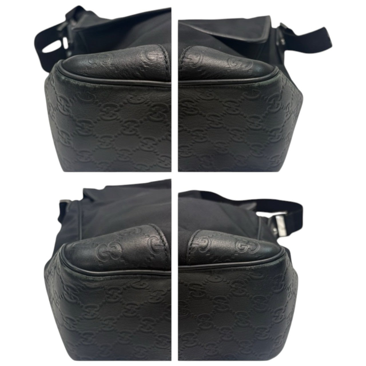 GUCCI グッチ GGエンボス ブラック シルバー金具 ナイロン / レザー 162419 ショルダーバッグ メンズ AB