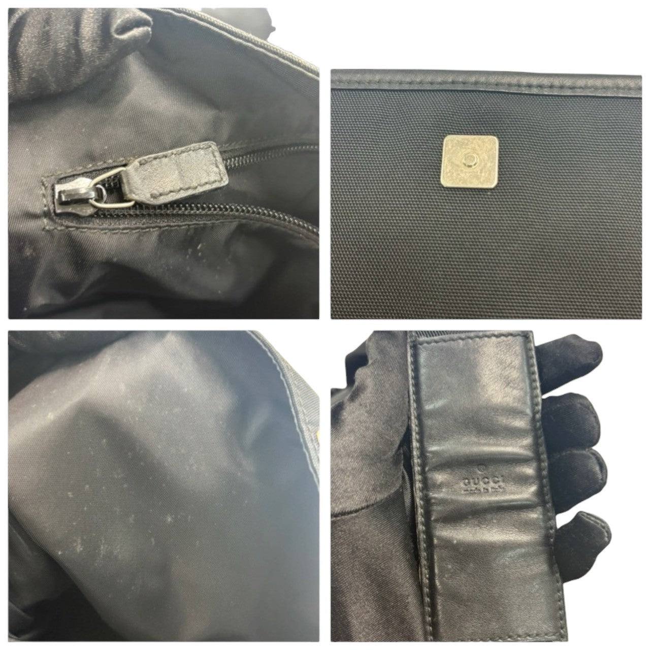 GUCCI グッチ GGエンボス ブラック シルバー金具 ナイロン / レザー 162419 ショルダーバッグ メンズ AB