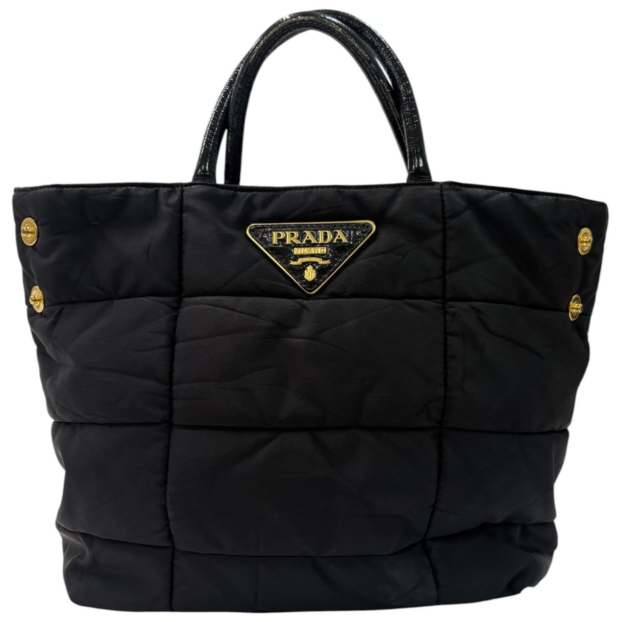 PRADA プラダ テスート 三角ロゴ ブラック ゴールド金具 ナイロン BN1595 ハンドバッグ レディース A