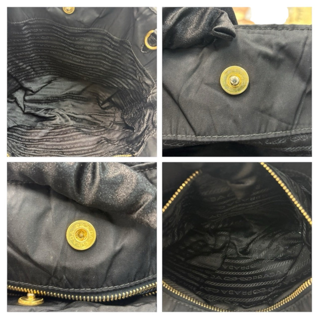 PRADA プラダ テスート 三角ロゴ ブラック ゴールド金具 ナイロン BN1595 ハンドバッグ レディース A