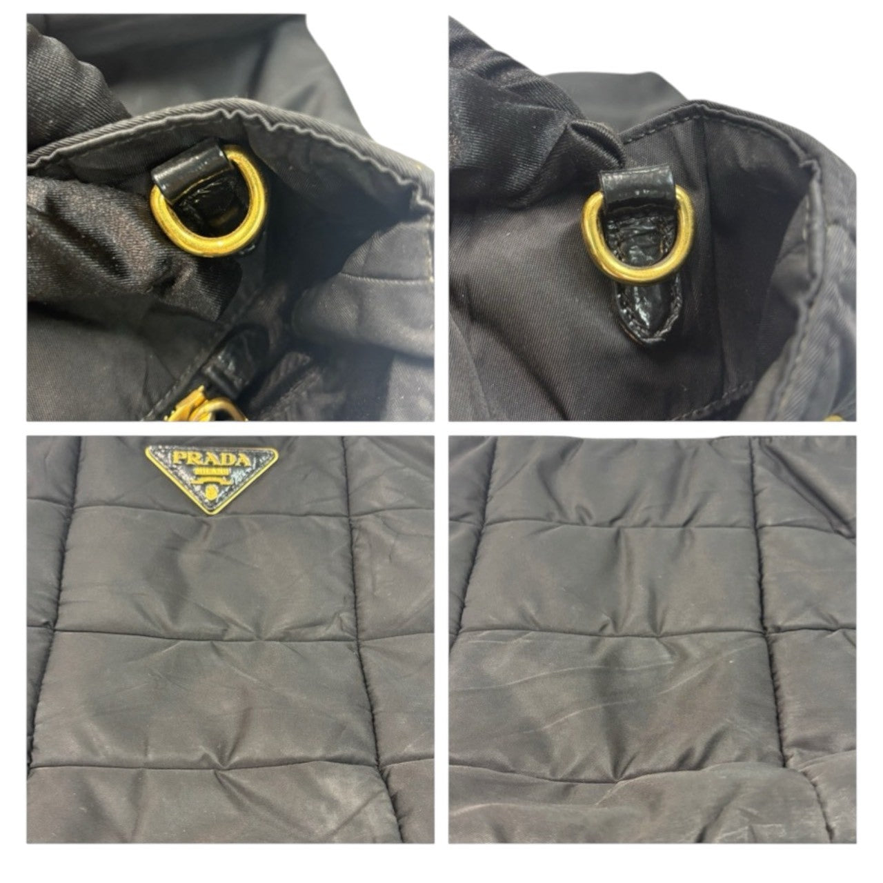 PRADA プラダ テスート 三角ロゴ ブラック ゴールド金具 ナイロン BN1595 ハンドバッグ レディース A