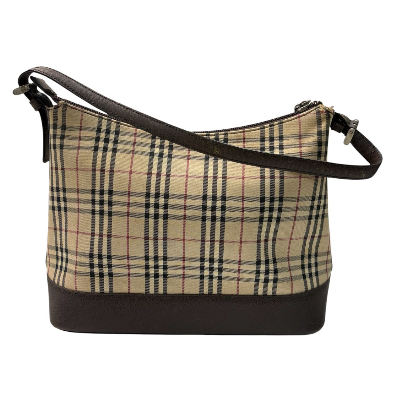 BURBERRY バーバリー ノバチェック ベージュ ブラウン シルバー金具 キャンバス / レザー ショルダーバッグ レディース AB