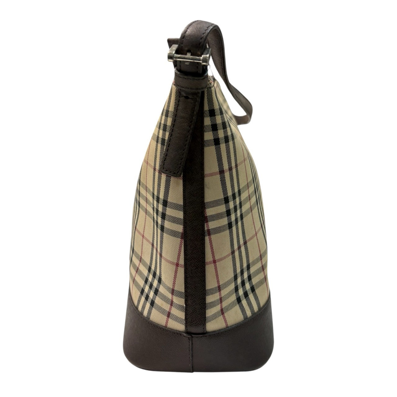 BURBERRY バーバリー ノバチェック ベージュ ブラウン シルバー金具 キャンバス / レザー ショルダーバッグ レディース AB