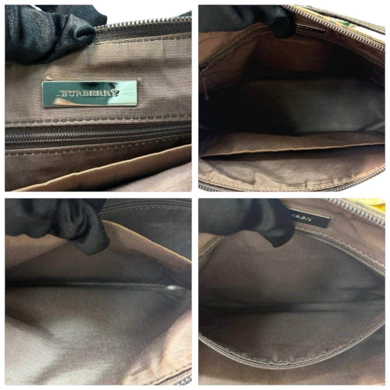BURBERRY バーバリー ノバチェック ベージュ ブラウン シルバー金具 キャンバス / レザー ショルダーバッグ レディース AB