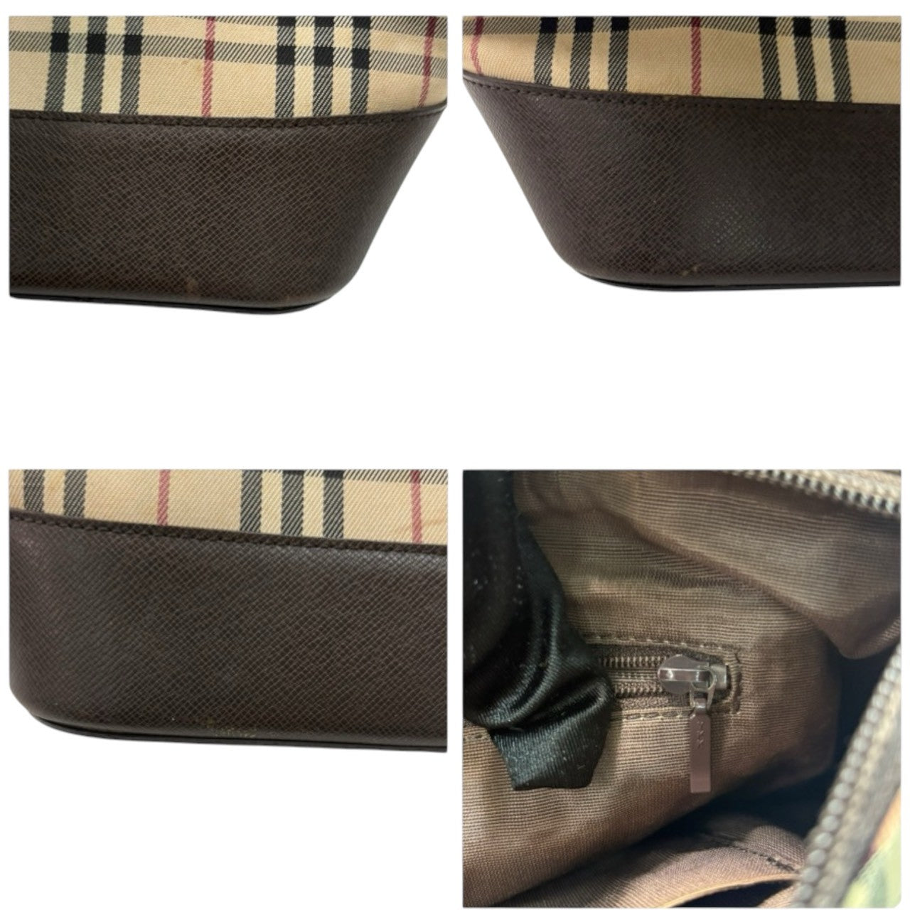 BURBERRY バーバリー ノバチェック ベージュ ブラウン シルバー金具 キャンバス / レザー ショルダーバッグ レディース AB