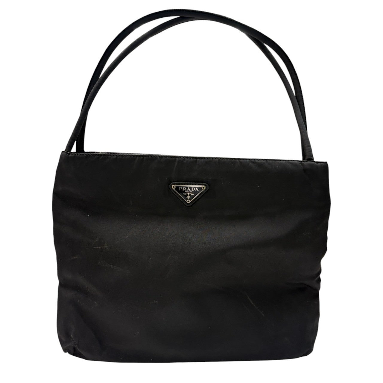 PRADA Tessuto Triangle Logo Black Silver Hardware Nylon B3864 Handbag Tote Bag Women's AB