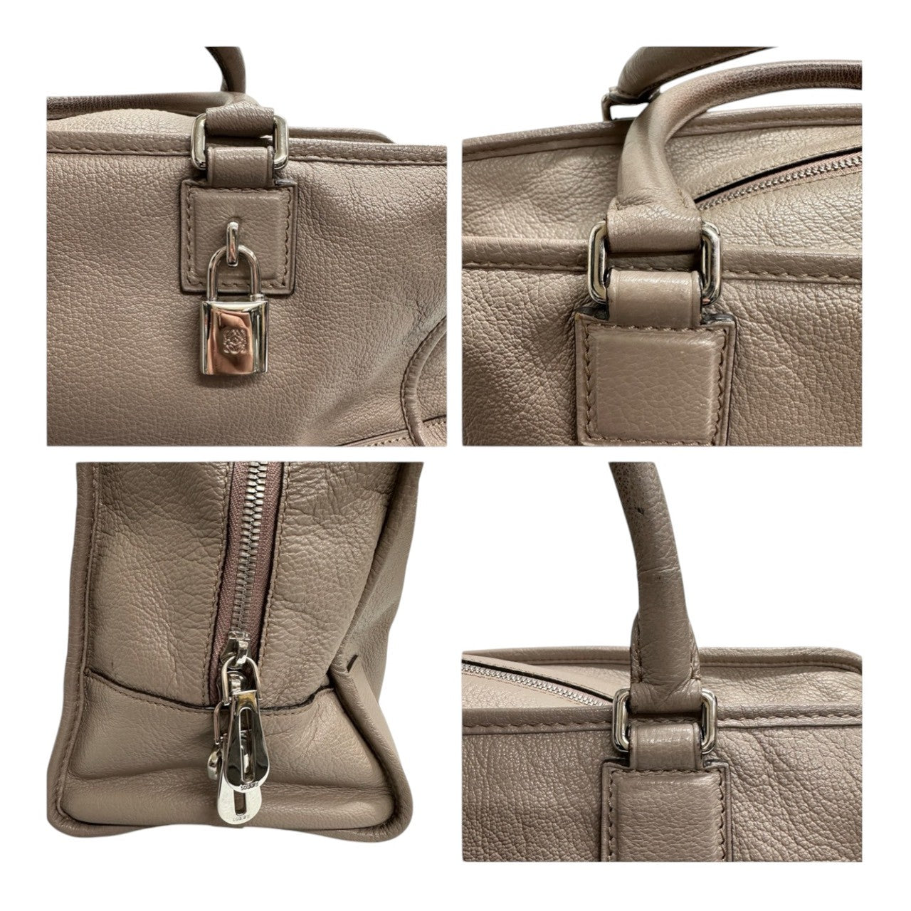 LOEWE ロエベ アマソナ ベージュ レザー ハンドバッグ レディース ABP