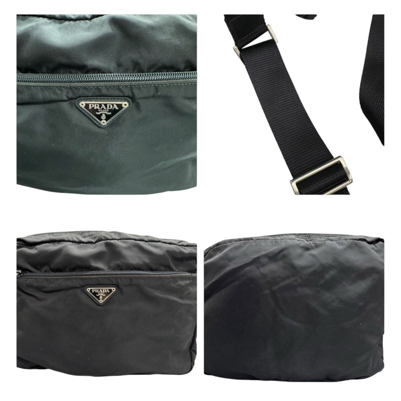 PRADA Tessuto Triangle Logo Black Silver Hardware Nylon Shoulder Bag Women's A