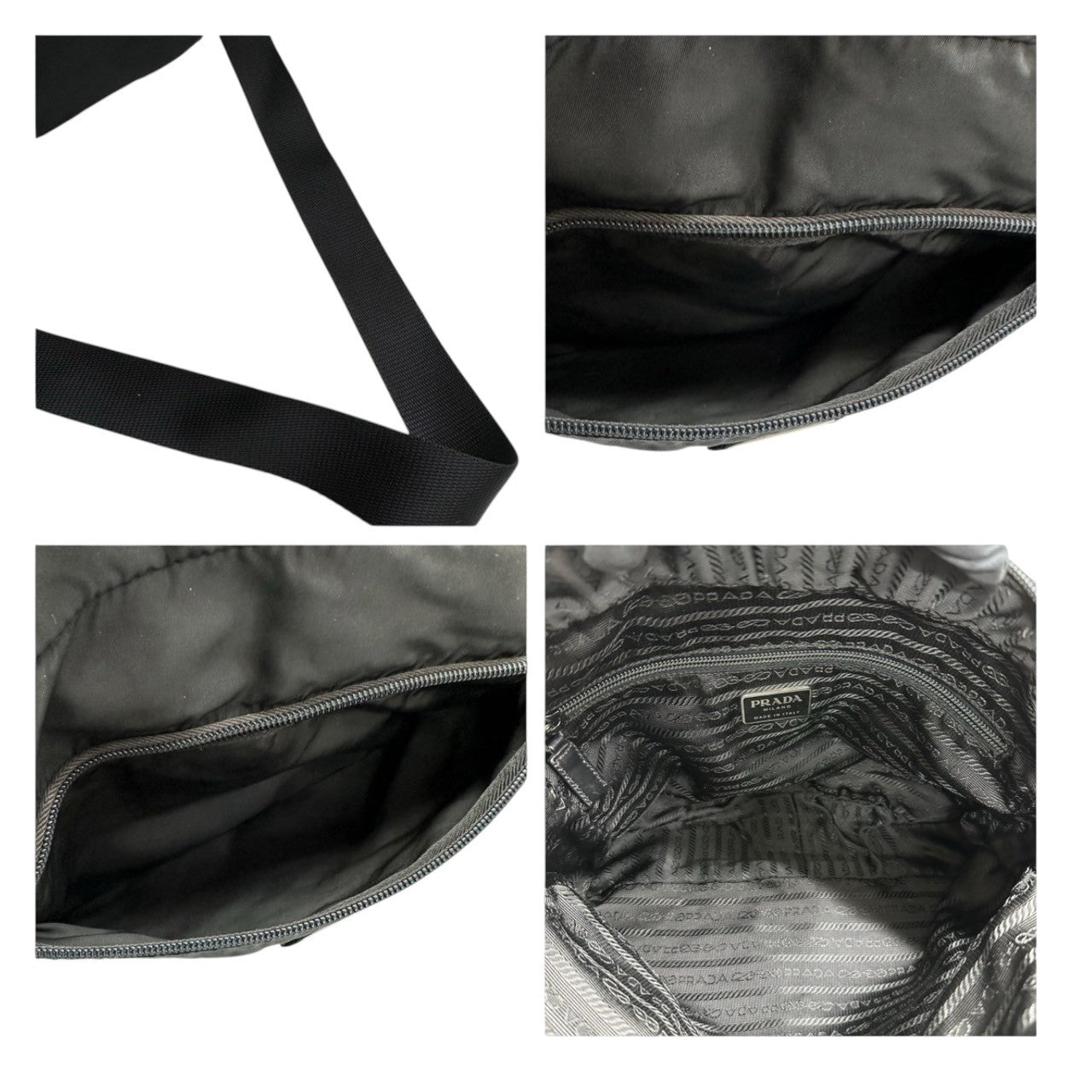 PRADA Tessuto Triangle Logo Black Silver Hardware Nylon Shoulder Bag Women's A
