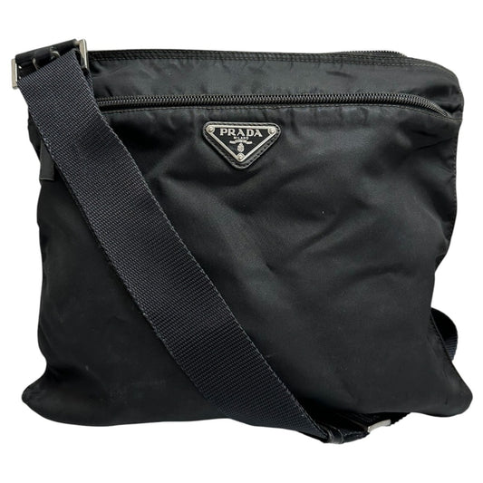 PRADA プラダ テスート 三角ロゴ ブラック シルバー金具 ナイロン ショルダーバッグ レディース AB