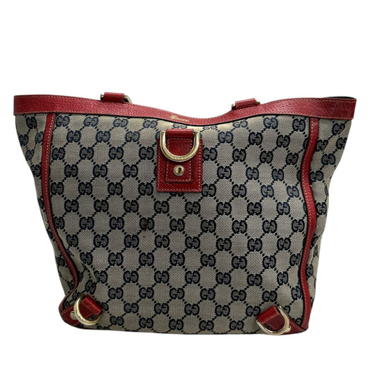 GUCCI グッチ アビー ベージュ レッド ゴールド金具 GGキャンバス / レザー 130739 ハンドバッグ トートバッグ レディース B