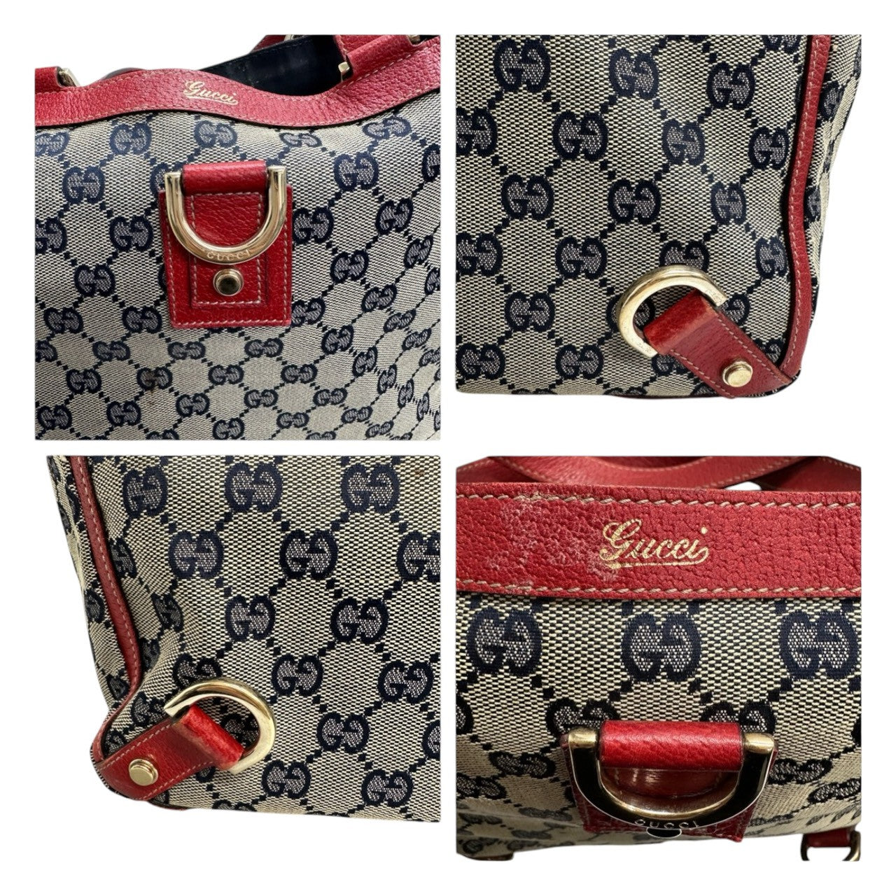 GUCCI グッチ アビー ベージュ レッド ゴールド金具 GGキャンバス / レザー 130739 ハンドバッグ トートバッグ レディース B