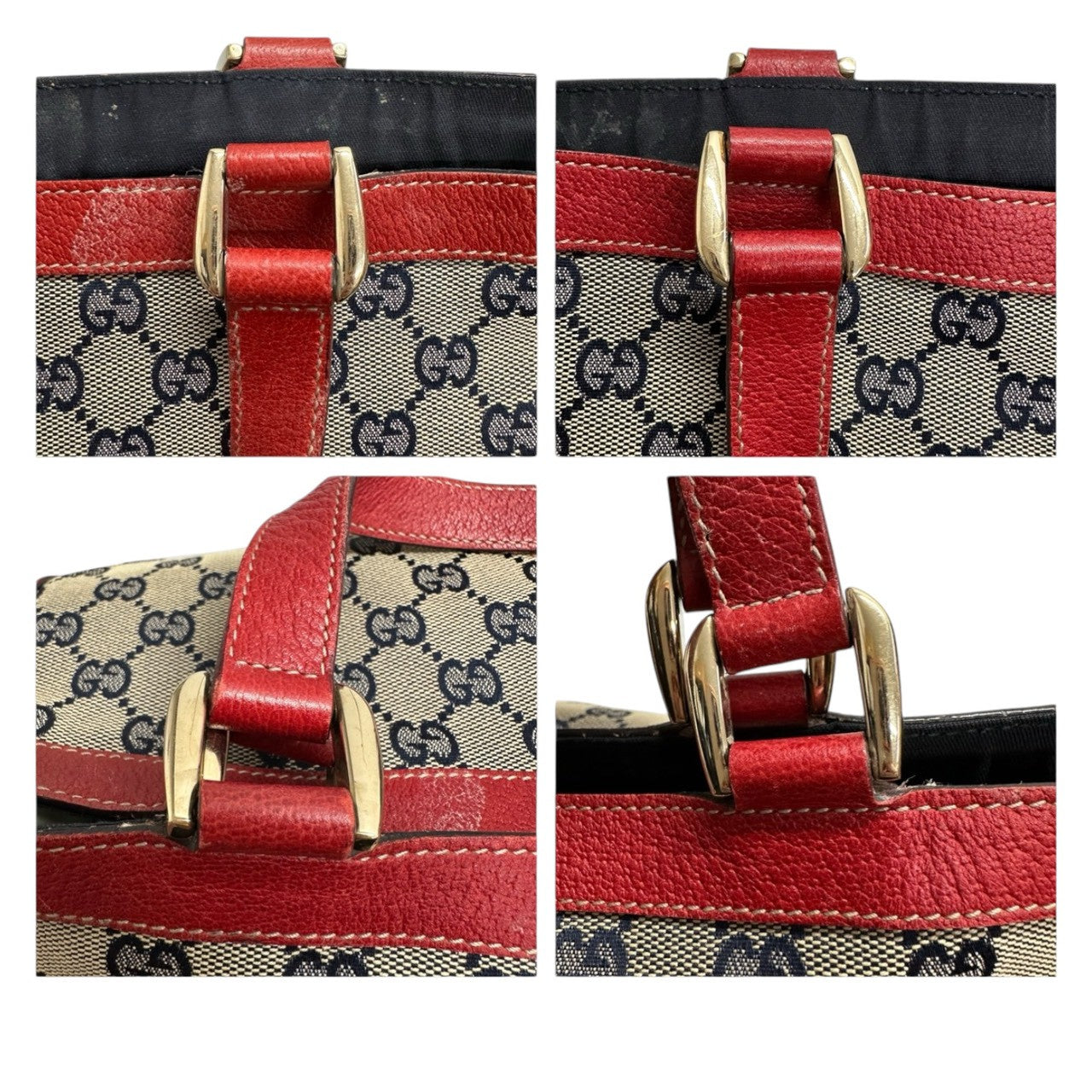 GUCCI グッチ アビー ベージュ レッド ゴールド金具 GGキャンバス / レザー 130739 ハンドバッグ トートバッグ レディース B
