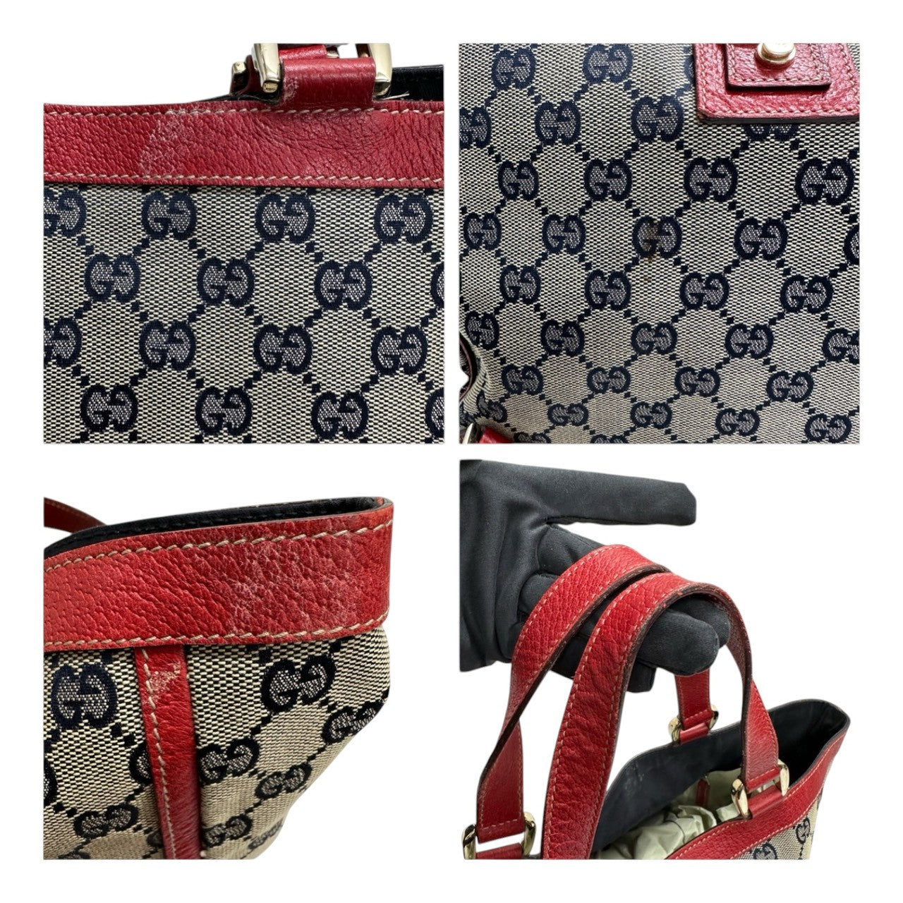 GUCCI グッチ アビー ベージュ レッド ゴールド金具 GGキャンバス / レザー 130739 ハンドバッグ トートバッグ レディース B
