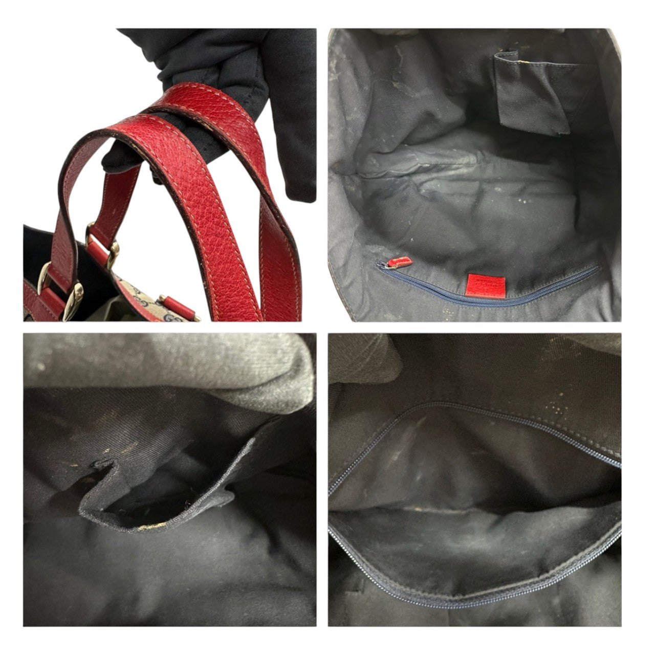 GUCCI グッチ アビー ベージュ レッド ゴールド金具 GGキャンバス / レザー 130739 ハンドバッグ トートバッグ レディース B