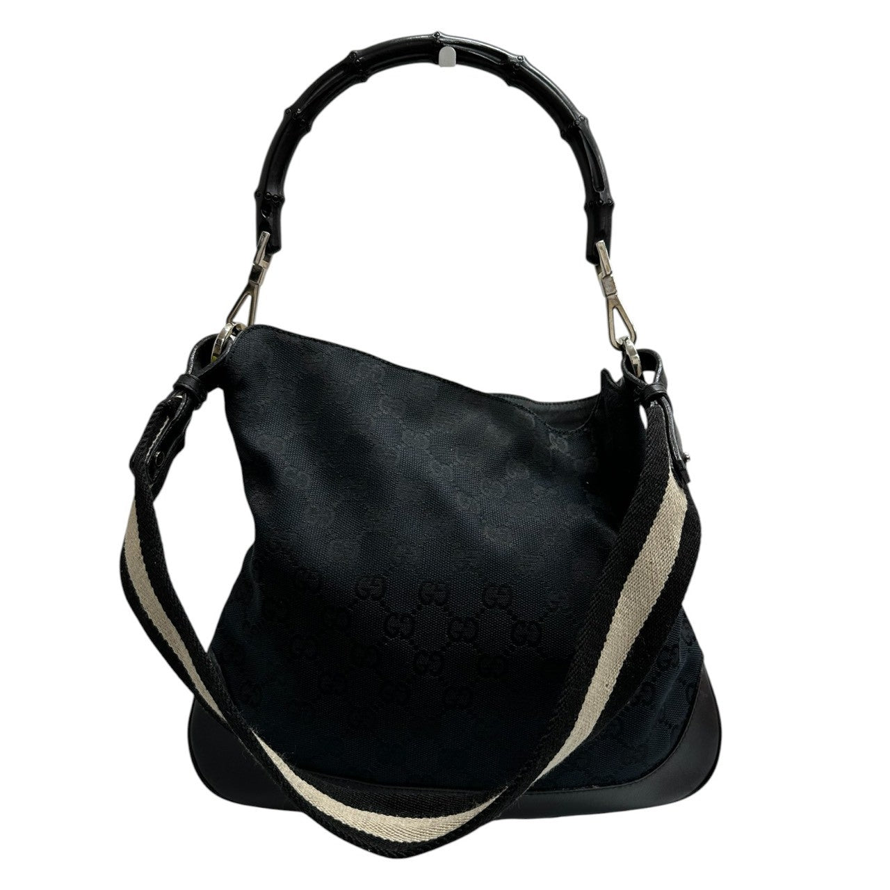 GUCCI グッチ バンブー ブラック シルバー金具 GGキャンバス / レザー 001.4095 ショルダーバッグ レディース AB