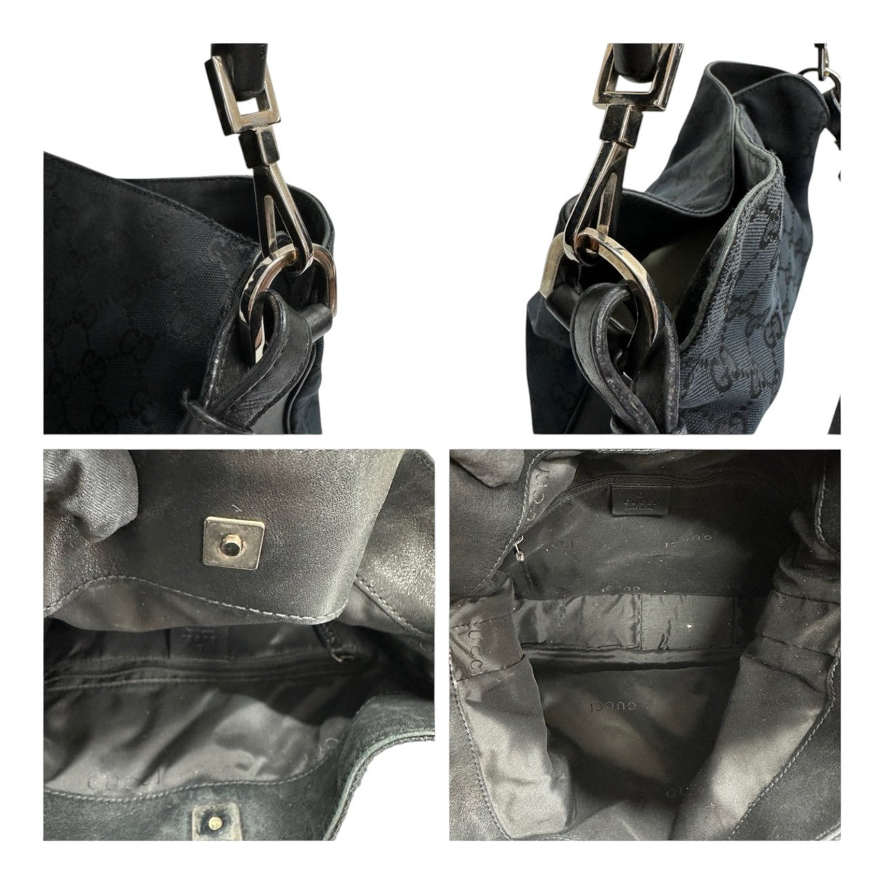 GUCCI グッチ バンブー ブラック シルバー金具 GGキャンバス / レザー 001.4095 ショルダーバッグ レディース AB