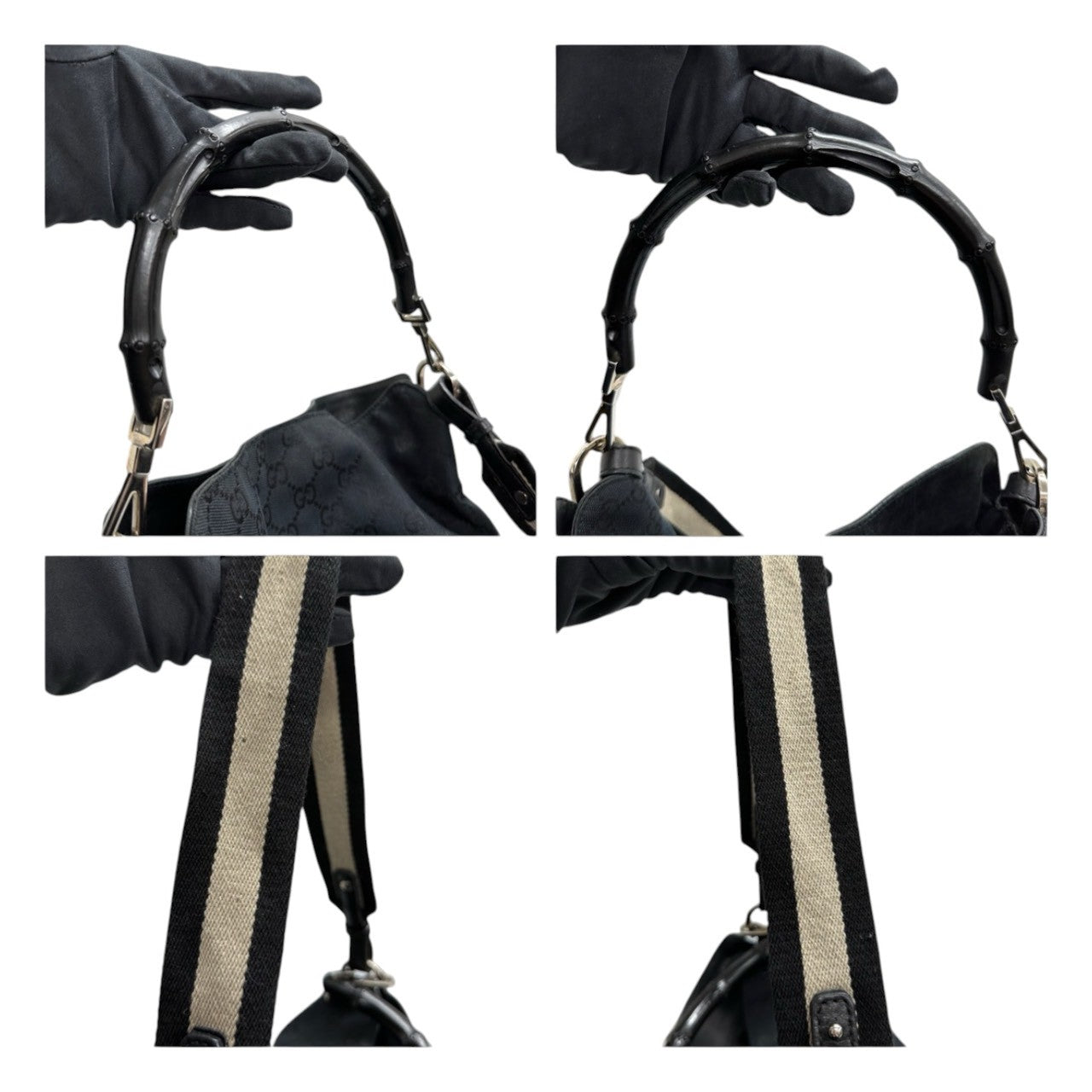 GUCCI グッチ バンブー ブラック シルバー金具 GGキャンバス / レザー 001.4095 ショルダーバッグ レディース AB