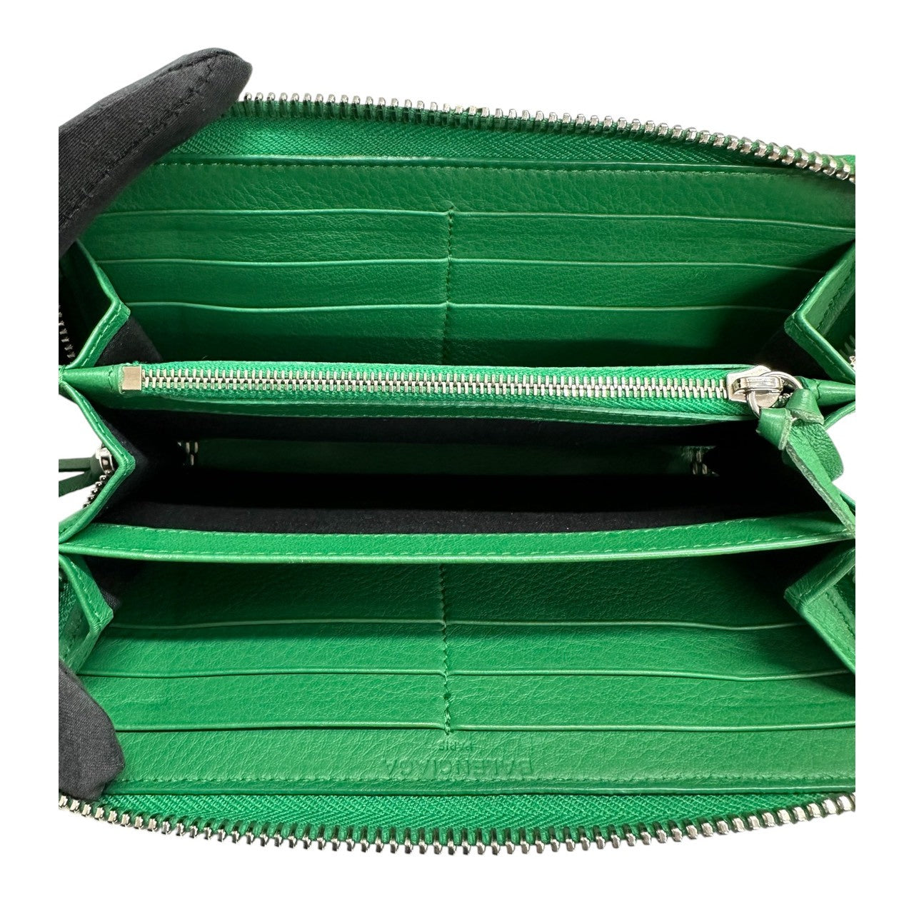 BALENCIAGA バレンシアガ ペーパー グリーン レザー 長財布 メンズ ABP