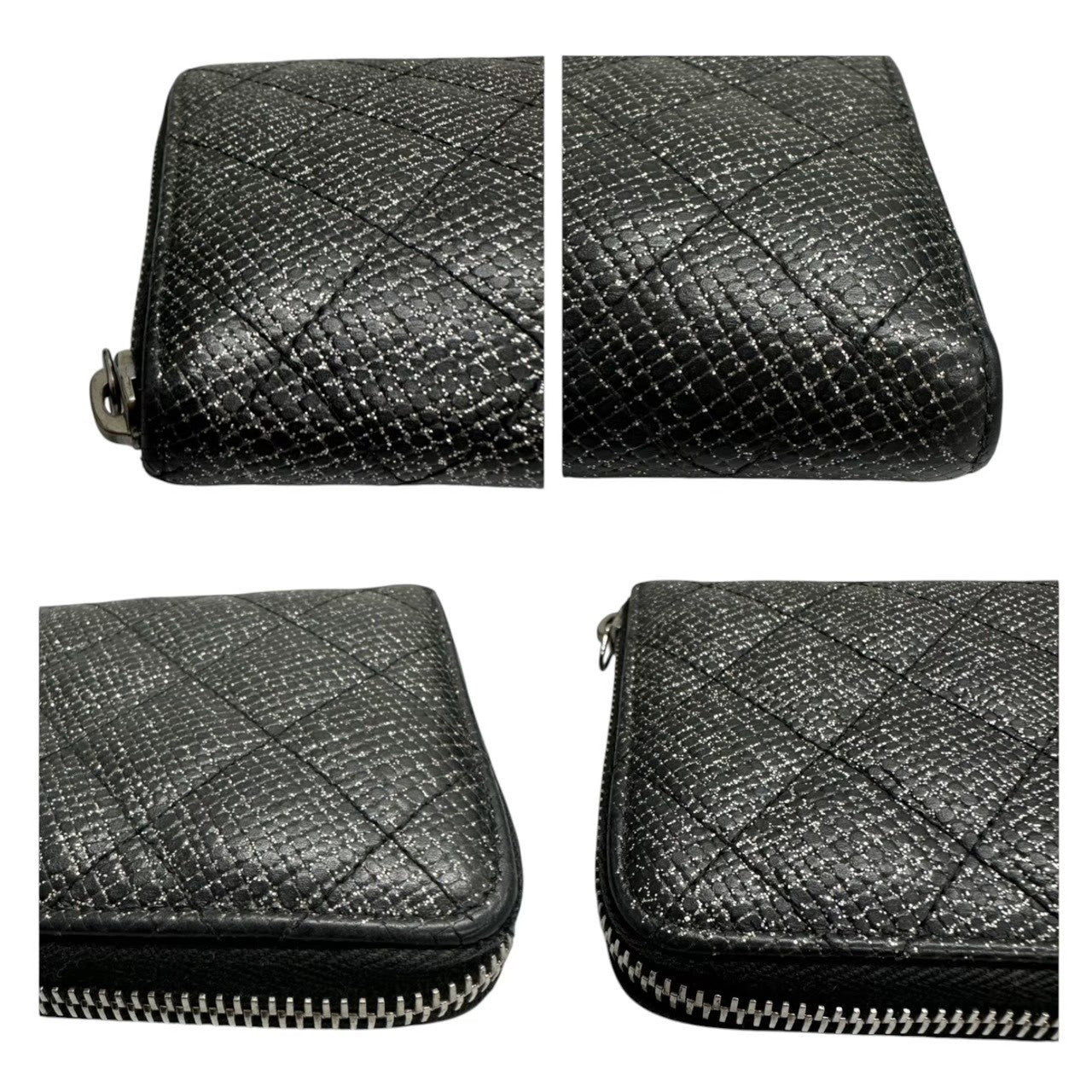 CHANEL シャネル マトラッセ ブラック シルバー金具 レザー 長財布 レディース AB