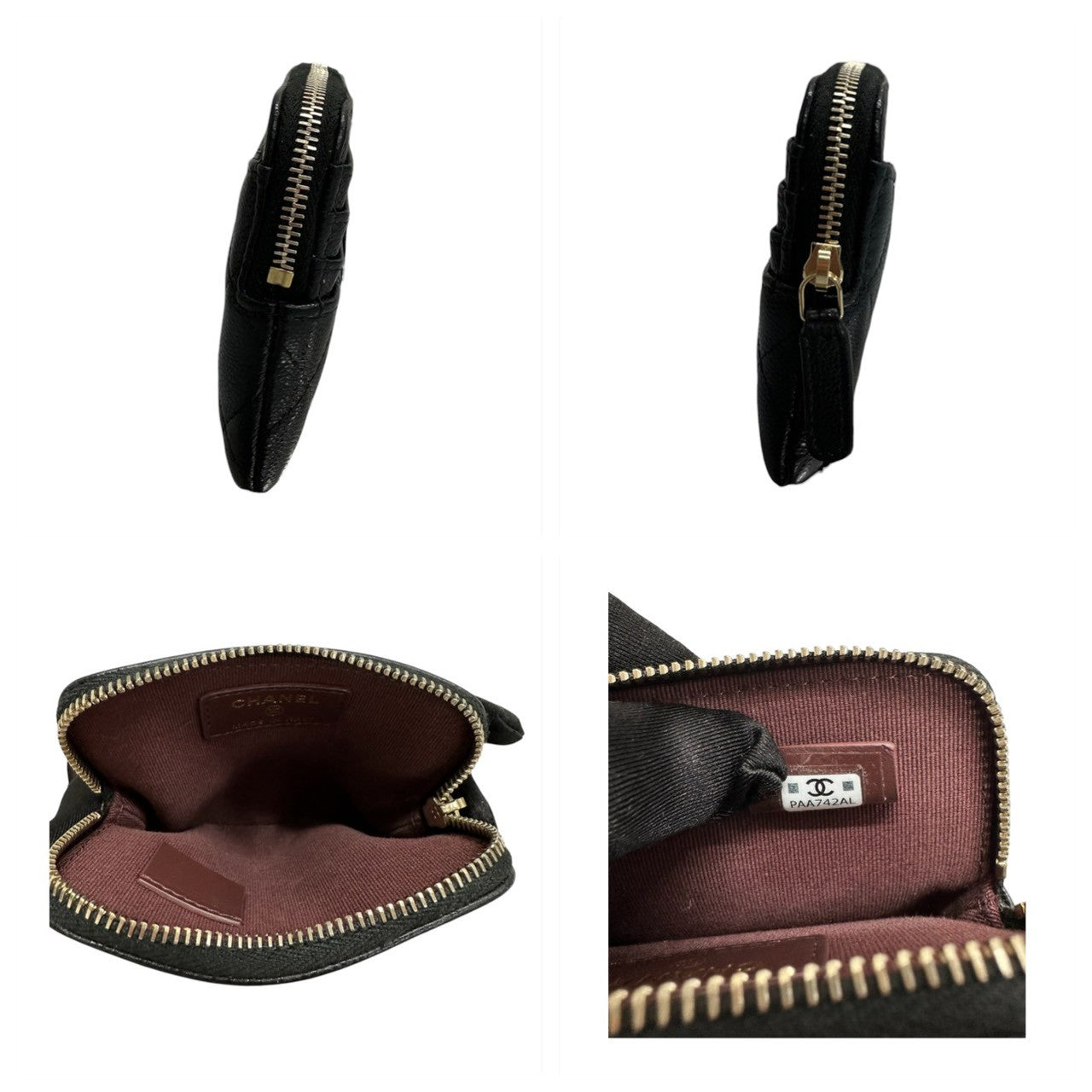 CHANEL シャネル マトラッセ ブラック ゴールド金具 キャビアスキン AP2061 コインケース レディース SA