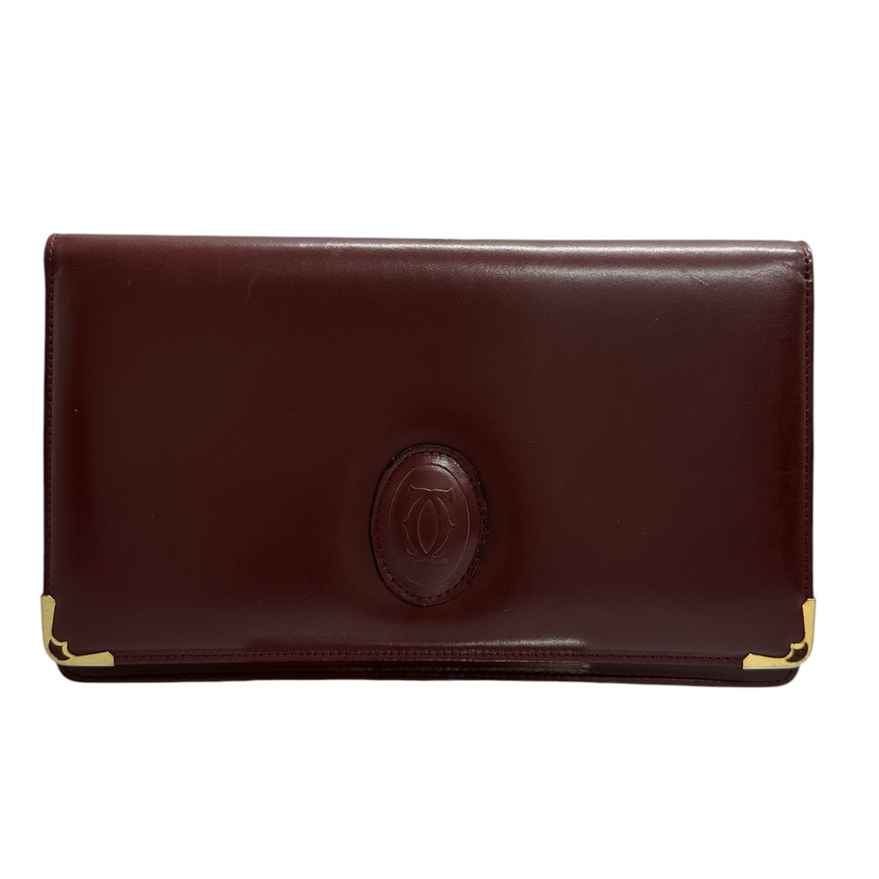 CARTIER カルティエ マストライン ワインレッド ボルドー 金具ゴールド レザー クラッチバッグ レディース B