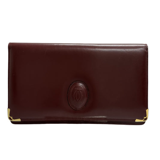 CARTIER カルティエ マストライン ワインレッド ボルドー 金具ゴールド レザー クラッチバッグ レディース B