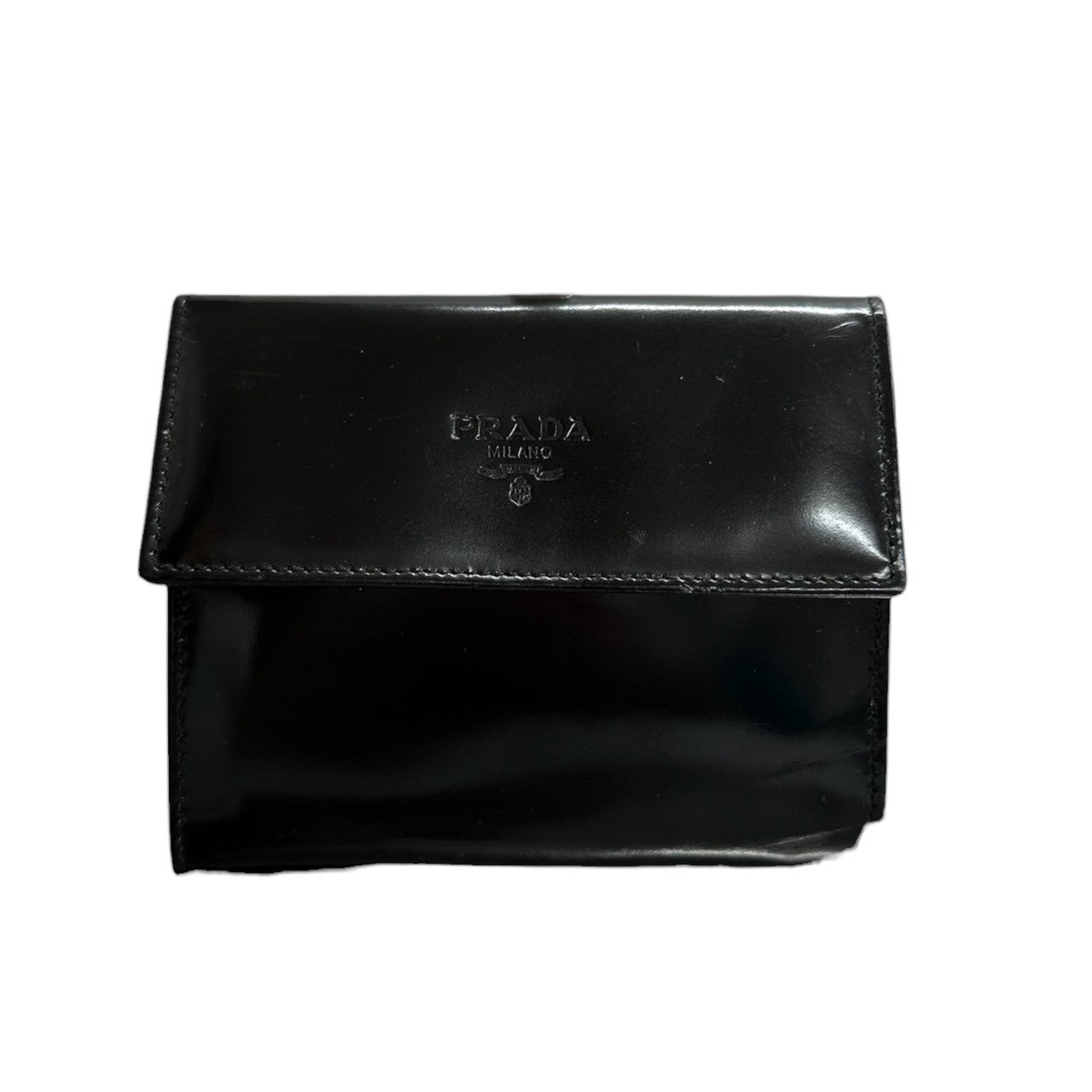 PRADA プラダ ブラック エナメル コインケース レディース AB