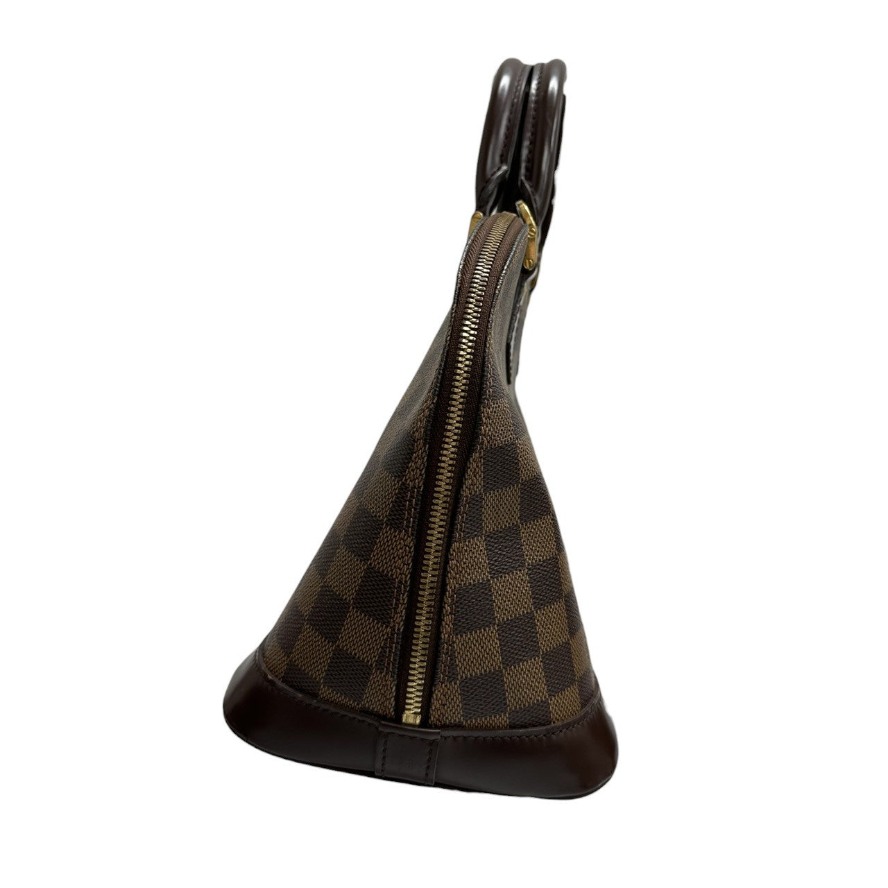 LOUIS VUITTON ルイヴィトン ダミエ アルマ ブラウン ゴールド金具 PVC / レザー N51131 ハンドバッグ レディース ABP