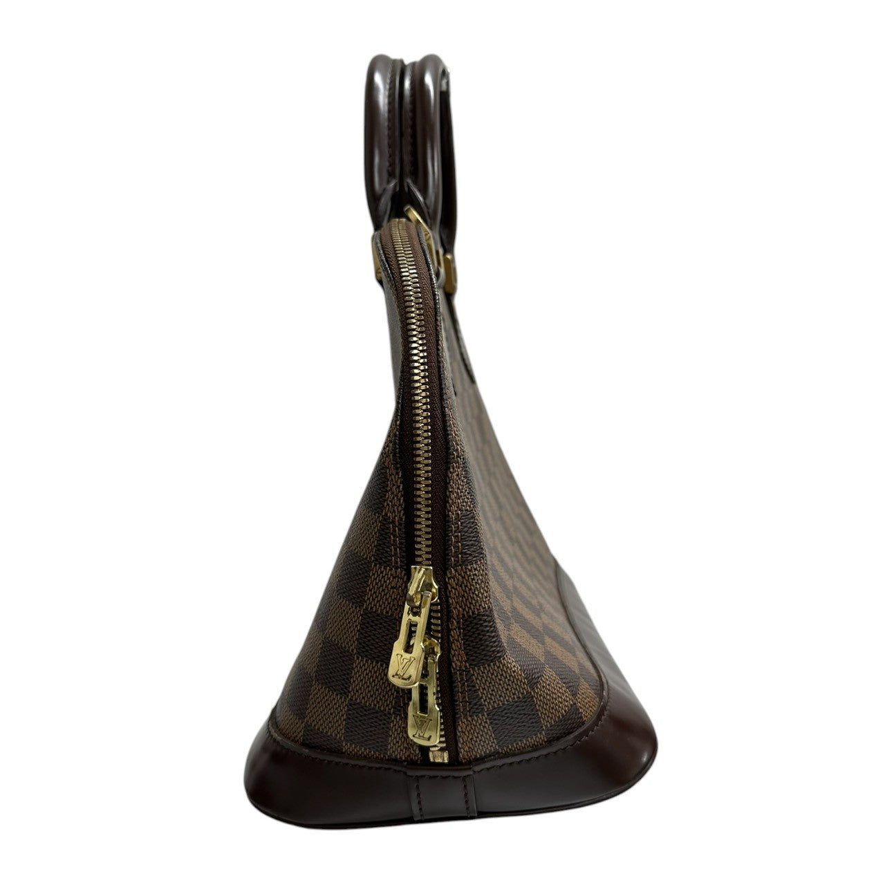 LOUIS VUITTON ルイヴィトン ダミエ アルマ ブラウン ゴールド金具 PVC / レザー N51131 ハンドバッグ レディース ABP