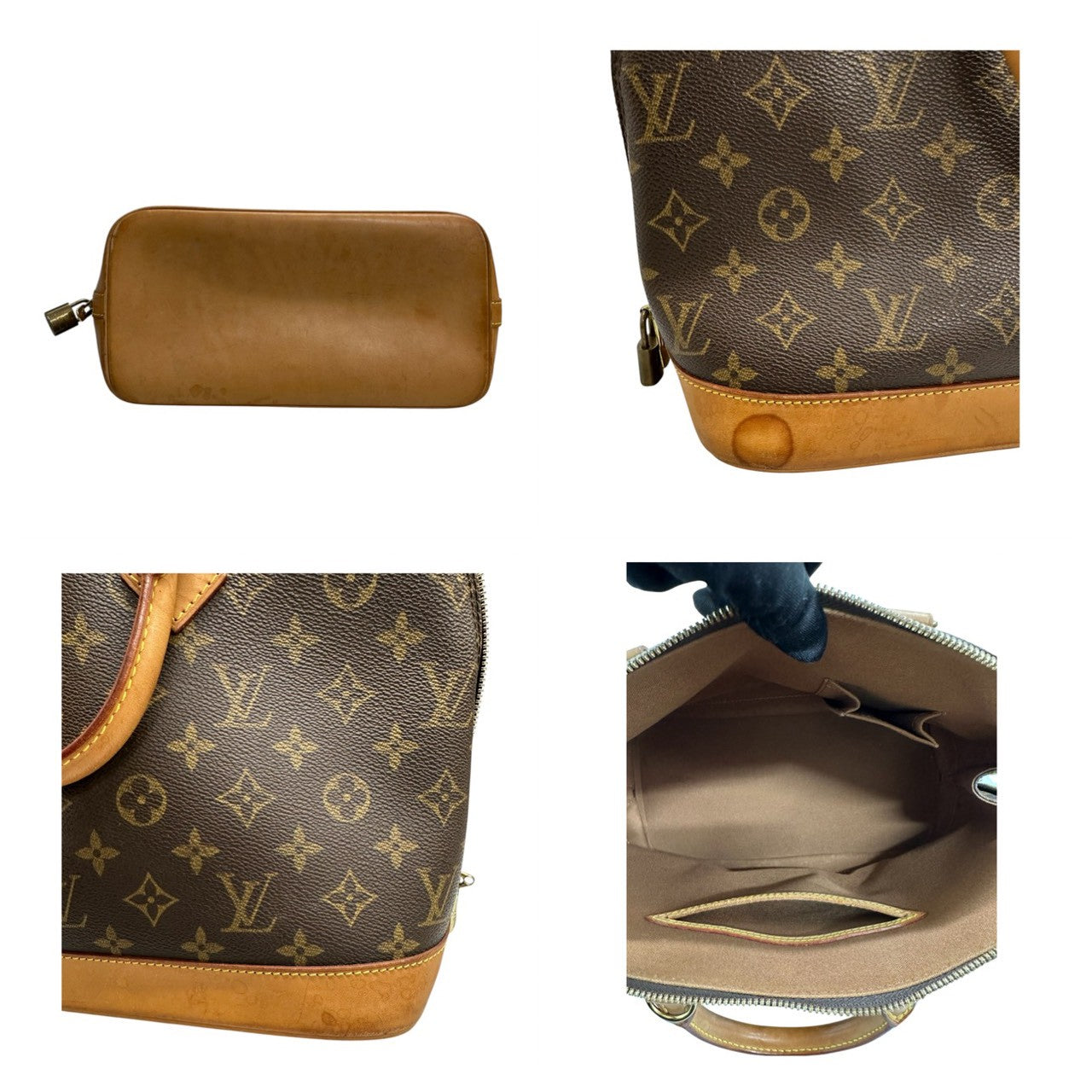 LOUIS VUITTON ルイヴィトン モノグラム アルマ ブラウン ゴールド金具 PVC / レザー M51130 ハンドバッグ レディース AB