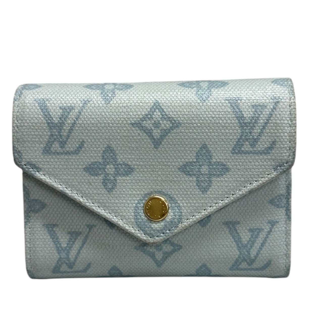 LOUIS VUITTON ルイヴィトン モノグラム ブルー ゴールド金具 キャンバス / レザー M27682 三つ折り財布 レディース ABP
