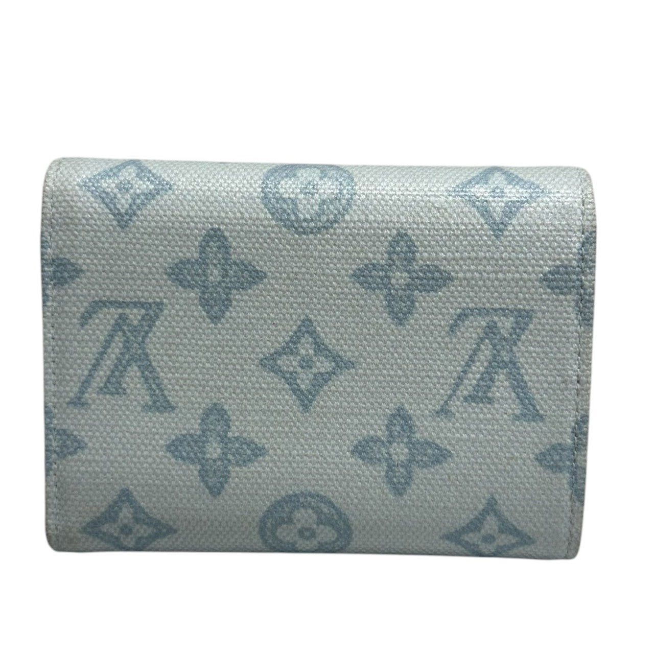 LOUIS VUITTON ルイヴィトン モノグラム ブルー ゴールド金具 キャンバス / レザー M27682 三つ折り財布 レディース ABP