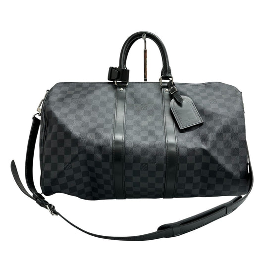 LOUIS VUITTON ルイヴィトン ダミエ キーポルバンドリエール45 ブラック シルバー金具 PVC / レザー N41418 ボストンバッグ メンズ A