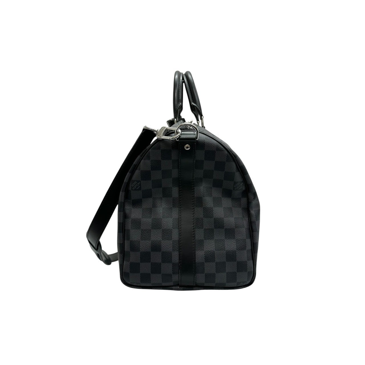 LOUIS VUITTON ルイヴィトン ダミエ キーポルバンドリエール45 ブラック シルバー金具 PVC / レザー N41418 ボストンバッグ メンズ A
