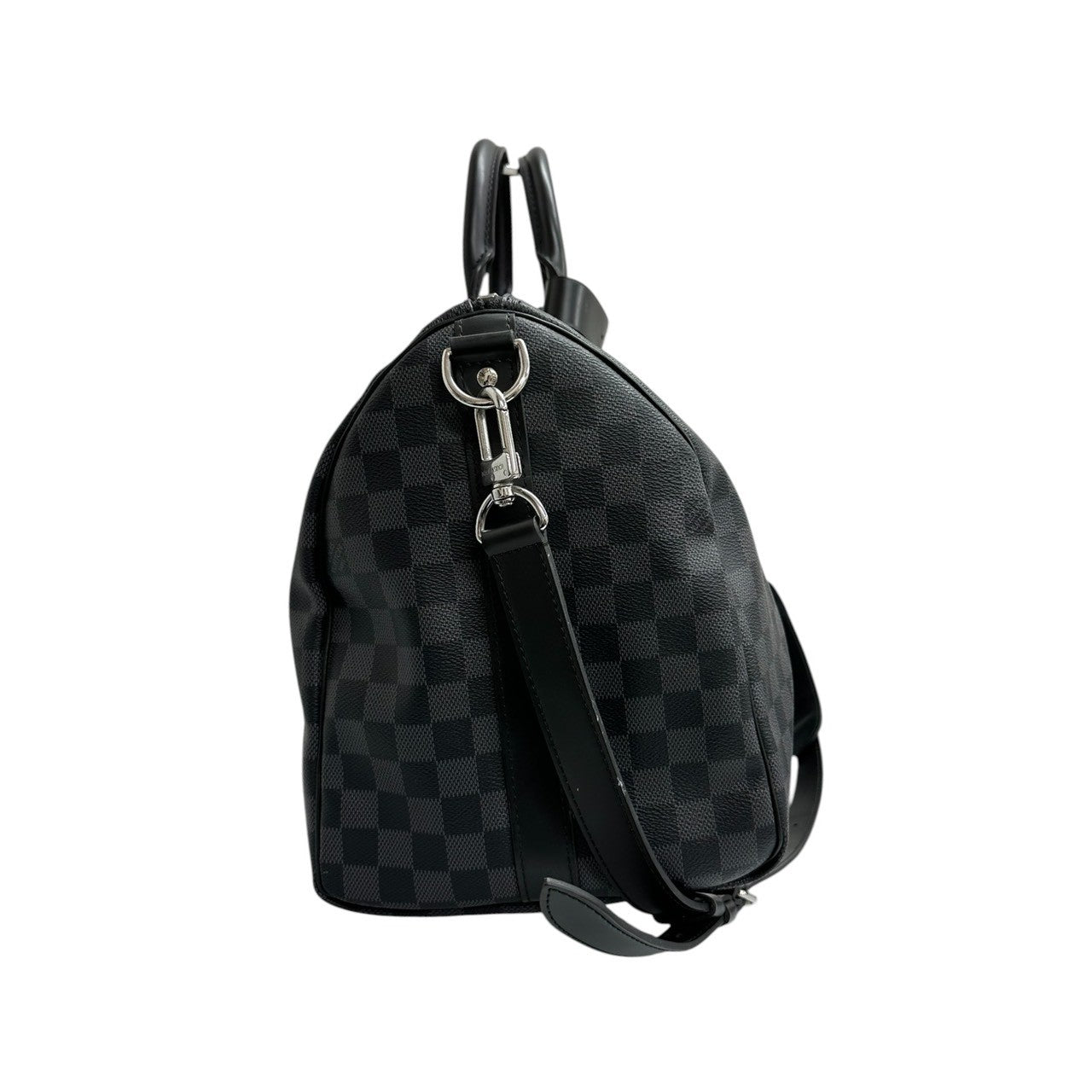 LOUIS VUITTON ルイヴィトン ダミエ キーポルバンドリエール45 ブラック シルバー金具 PVC / レザー N41418 ボストンバッグ メンズ A
