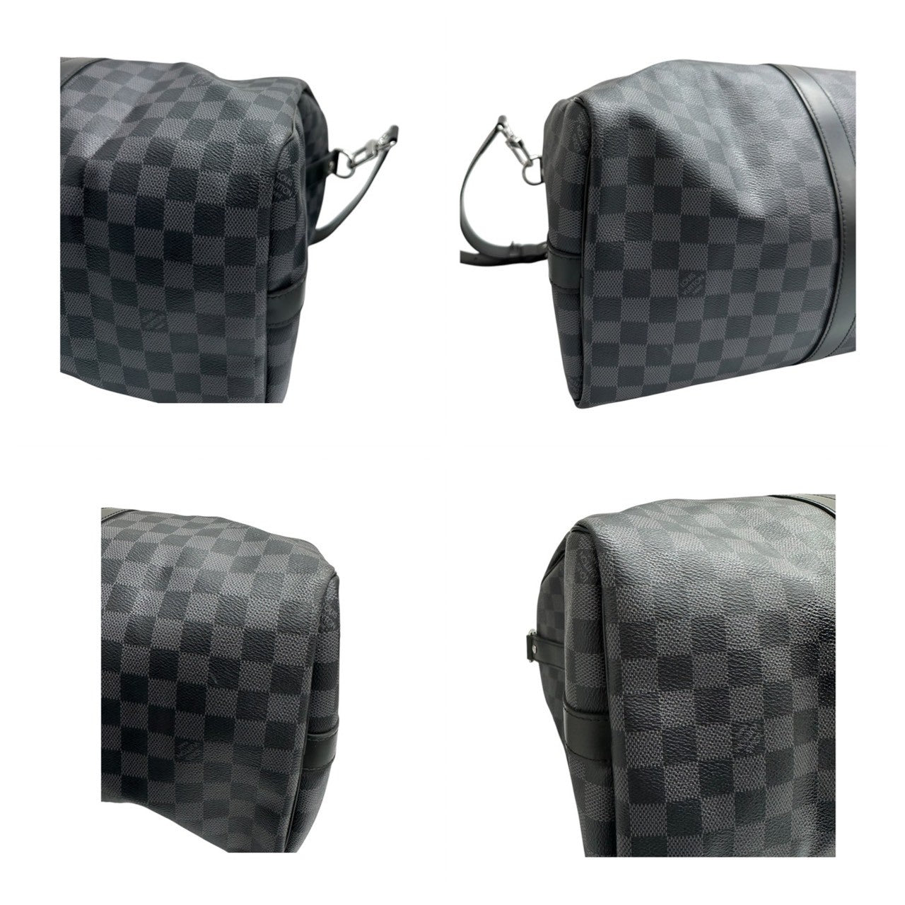 LOUIS VUITTON ルイヴィトン ダミエ キーポルバンドリエール45 ブラック シルバー金具 PVC / レザー N41418 ボストンバッグ メンズ A